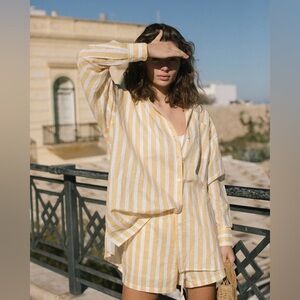 Charlie Holiday Isabelle Boyfriend Shirt - Sunset Stripe M